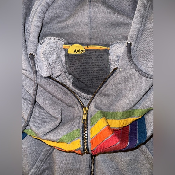 Aviator Nation Disco 7 Stripe Zip Up Hoodie - Heather Grey - Unisex Large - EUC - Picture 6 of 9
